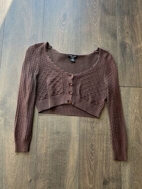 Guess Cropped Knit Cardigan Sweater